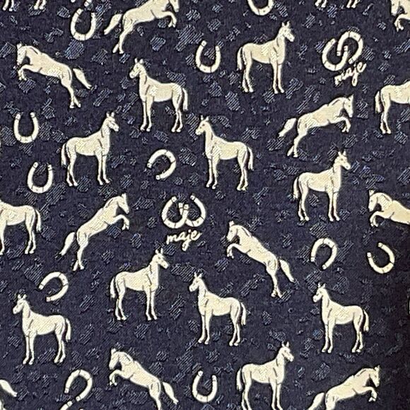 Maje Horse Print Jacquard Wrap Dress Navy Size 38 US 6 NWT $340 Equestrian Mini - Picture 6 of 11